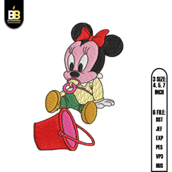 little baby minnie mouse embroidery, cartoon embroidery,digital embroidery,embroidery files