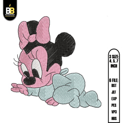 baby minnie mouse disney embroidery, cartoon embroidery, digital embroidery, embroidery files