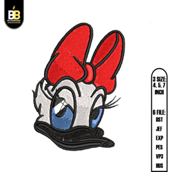 red bow daisy duck head embroidery,digital embroidery,embroidery files, digital embroidery design