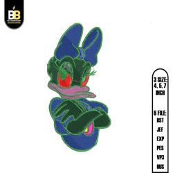 daisy duck green pixel design embroidery,digital embroidery,embroidery files, digital embroidery design