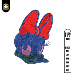 daisy duck head pixel design embroidery,digital embroidery,embroidery files, digital embroidery design
