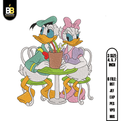 donald and daisy couple duck embroidery,digital embroidery,embroidery files, digital embroidery design