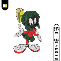 marvin the martian design embroidery, embroidery design,digital embroidery,embroidery files