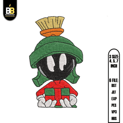 marvin the martian christmas embroidery, embroidery design,digital embroidery,embroidery
