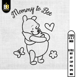 mommy to bee winnie the pooh embroidery ,embroidery files, digital embroidery design
