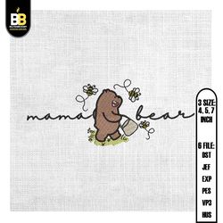 mama bear winnie the pooh love bee embroidery ,embroidery files, digital embroidery