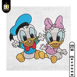 chibi donald daisy duck valentine couple matching embroidery
