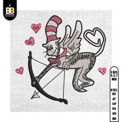 the cat in the hat cupid valentine embroidery