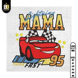 lightning mama mcqueen cars embroidery