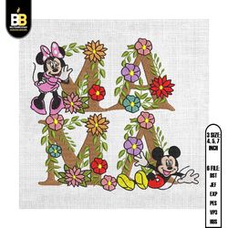 mama floral mickey minnie mouse embroidery