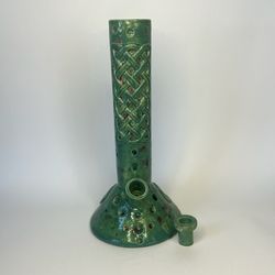 Handmade Ceramic Bong with Turbo Hole Braided