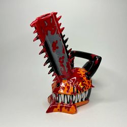 Handmade Ceramic Bong with Turbo Hole Chainsaw Man