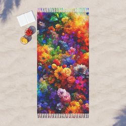- Boho Beach Cloth -Vibrant Bloom: A Kaleidoscope of Floral Wonder