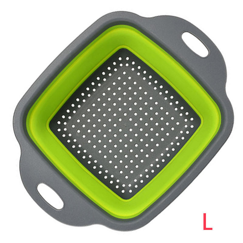 BjnILMETJMASquareCollapsibleColanderSiliconeKitchenFoldableColanderFoodVegetableFruitStra