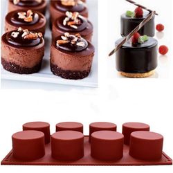 8 cavity round silicone cake mold chocolate covered cookie mold pastry baking accessories for jelly pudding. cheesecake