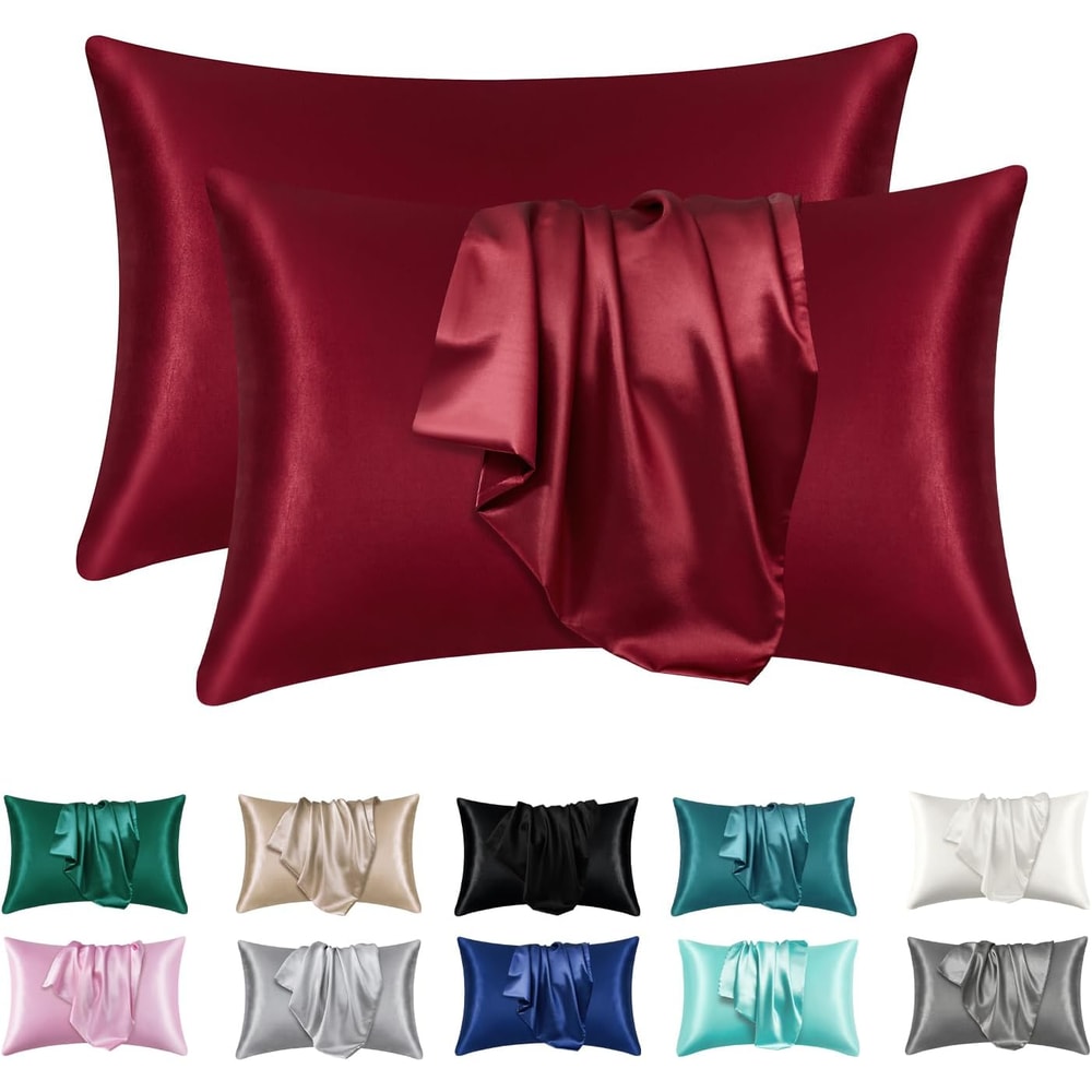 Super Soft Satin Silk Pillowcase Set Coral Standard Size Super Soft Pillow Cases For Hair Skin 9
