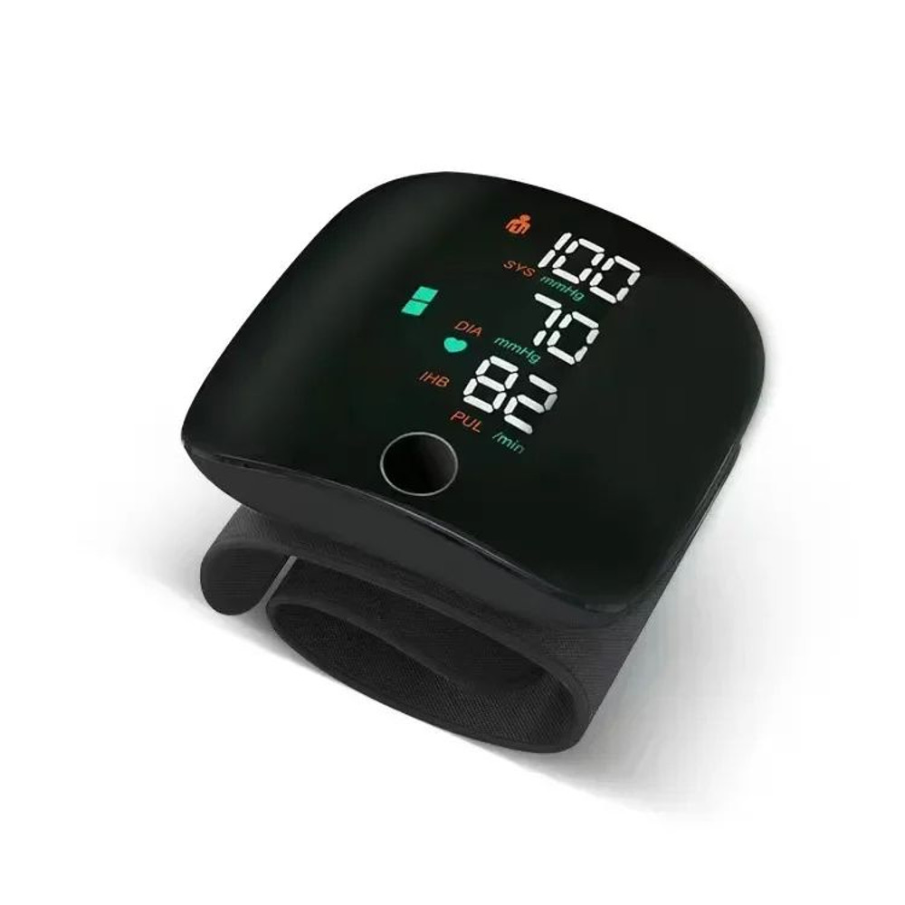 Rechargeable Wrist Blood Pressure Monitor  Accurate Digital Tensiometer With Heart Rate  LED Displa