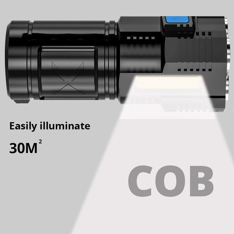 Rechargeable LED Flashlight UltraBright Lumen Camping Light With COB Side Illumination 4 Lighting 3