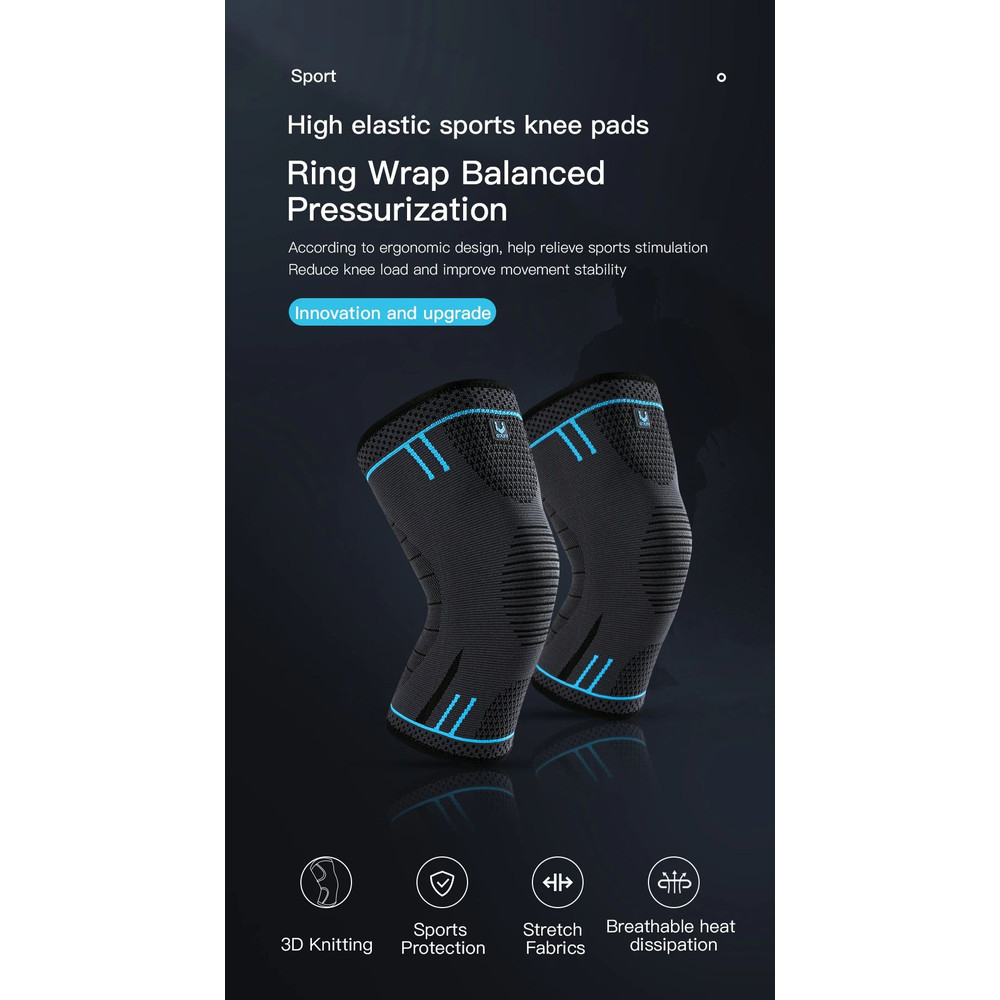 Breathable Knee Support Sleeve With Compression  Elastic Sports Knee Brace For Gym Running  Basketb