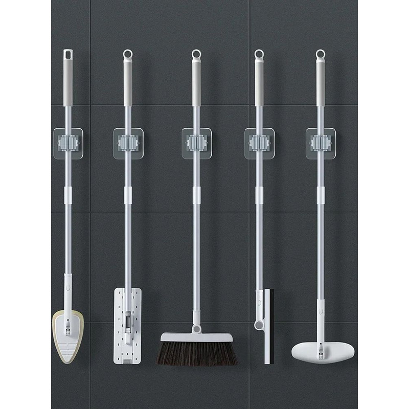 WallMounted Waterproof Mop Rack Traceless Broom Hanger Mop Storage Rack Kitchen Bathroom Suction H 2