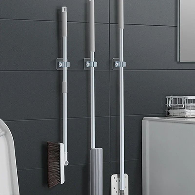 WallMounted Waterproof Mop Rack Traceless Broom Hanger Mop Storage Rack Kitchen Bathroom Suction H 3