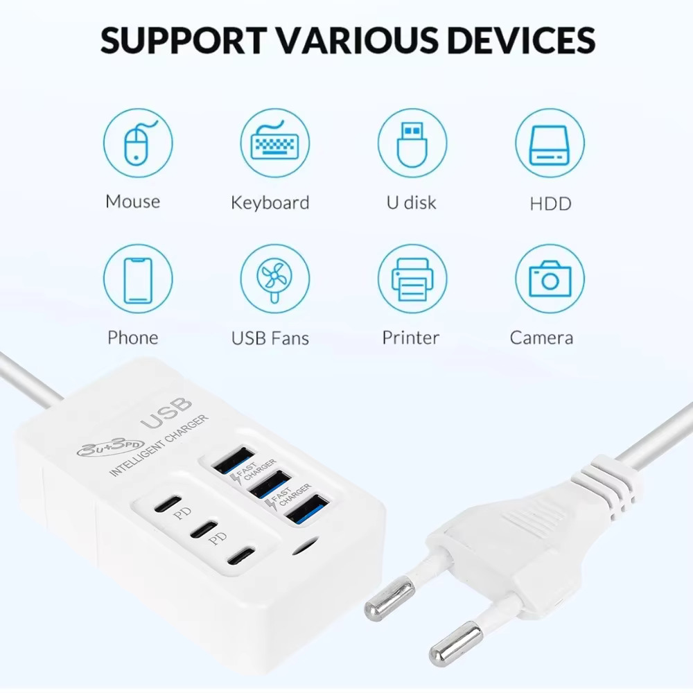 MultiPort USB Wall Charger Fast Charging with Type C  Quick Charge 30 for iPhone 15 Samsung Xi