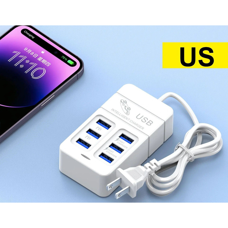 MultiPort USB Wall Charger Fast Charging with Type C  Quick Charge 30 for iPhone 15 Samsung Xi