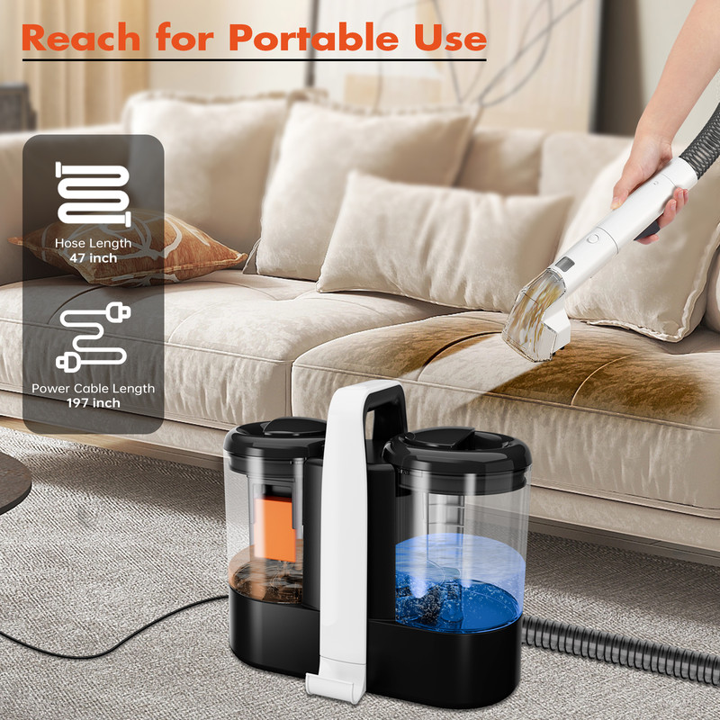 Portable Handheld Spot Cleaner Carpet Sofa  Curtain Cleaner with Spray  Suction  Compact Deep C