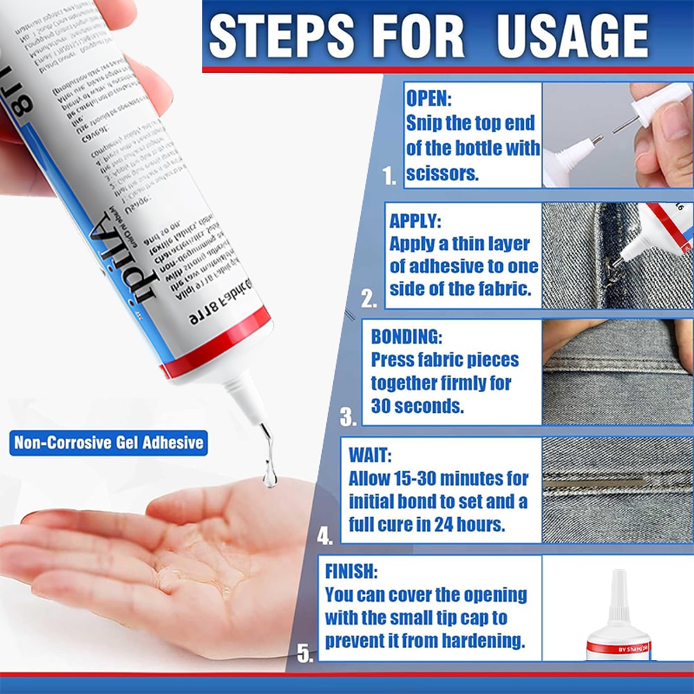 Versatile Fabric Glue – Strong, Waterproof Adhesive for Seam Repair & Patching
