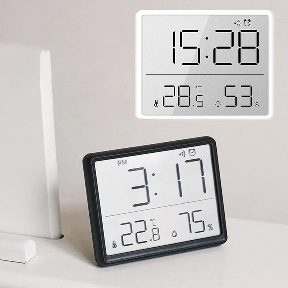 Digital Hygrometer Clock Multifunctional Weather Station with Humidity & Temperature Monitor