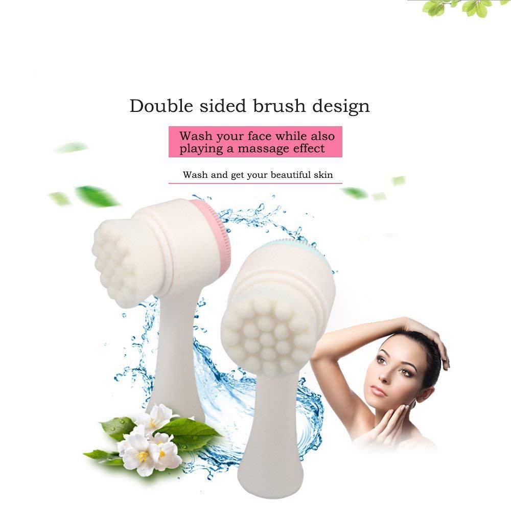 DoubleSided 3D Silicone Facial Cleanser Manual Face Brush with Soft Bristles for Deep Pore Cleansi