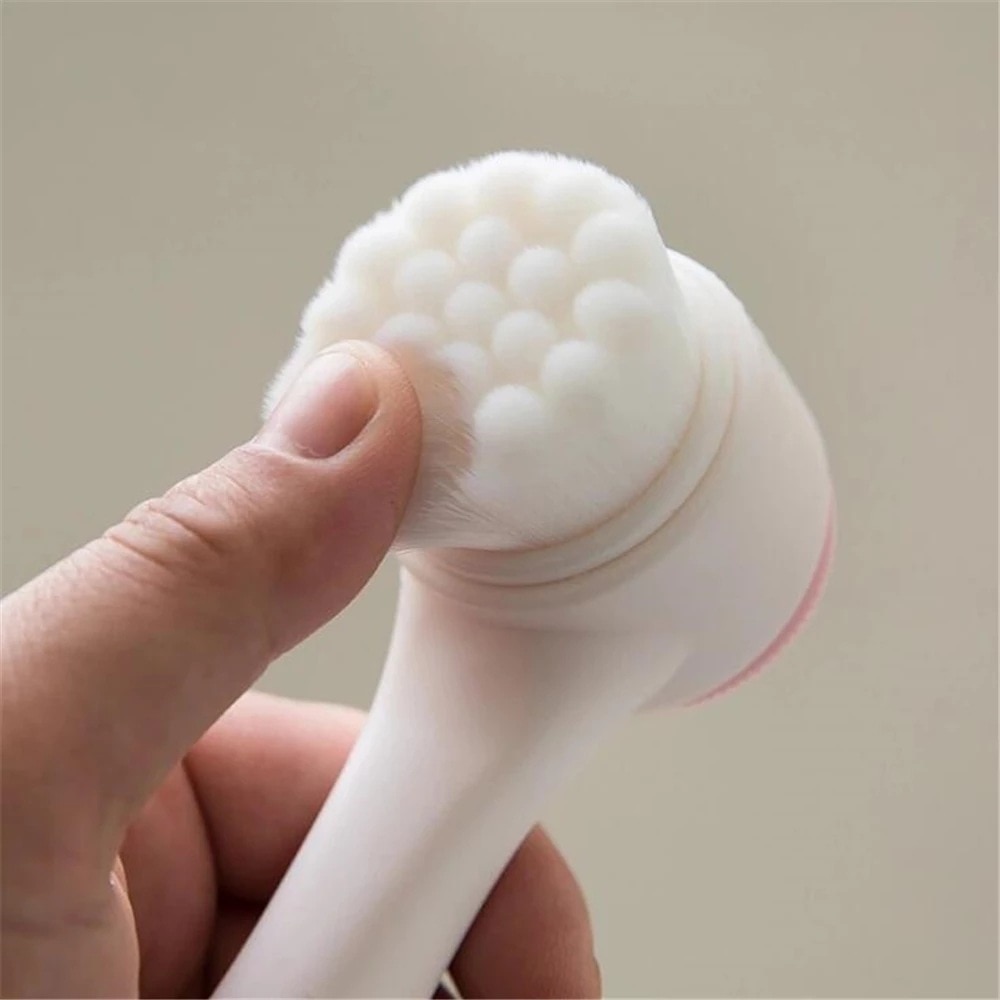 DoubleSided 3D Silicone Facial Cleanser Manual Face Brush with Soft Bristles for Deep Pore Cleansi