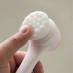 double-sided 3d silicone facial cleanser, manual face brush with soft bristles for deep pore cleansing & gentle massage