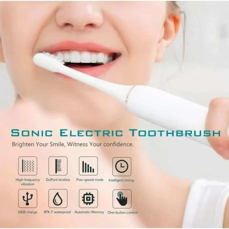 Sonic Electric Toothbrush For Adults Waterproof USB Rechargeable With DuPont Brush Head High Frequ 1