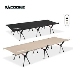 pacoone camping cot folding camping bed portable outdoor sleeping cot for adults kids, ideal for travel, rv,and camping