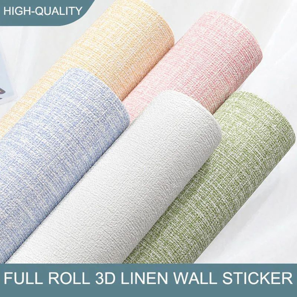 Linen 3D Foam SelfAdhesive PVC Wallpaper Thickened Waterproof Solid Color Wall Stickers For Home Re 0