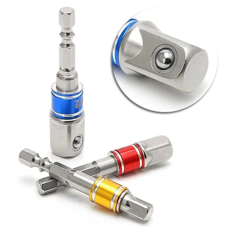 Power Drill Hex To Square Wrench Adapter Impact Driver Socket Extension Converter Set 5