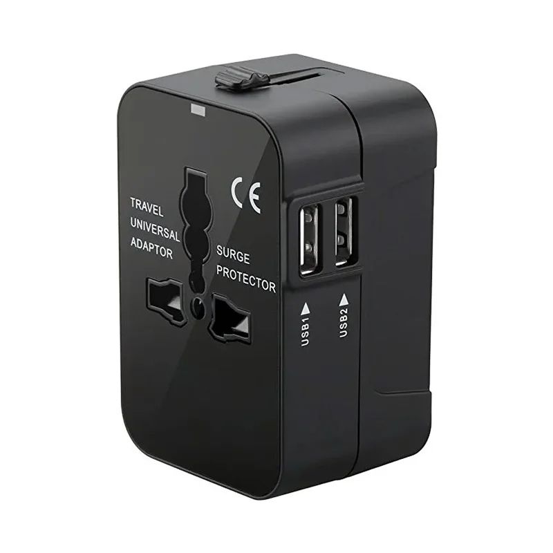 Global Universal Travel Plug Adapter With USB Sockets AC Power Converter Featuring Child Safety Loc