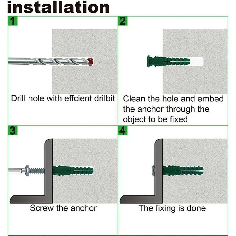 Plastic Self Drilling Ribbed Drywall And Wall Anchors With Screws Kit Wall Plug Anchor Expansion Bo 3