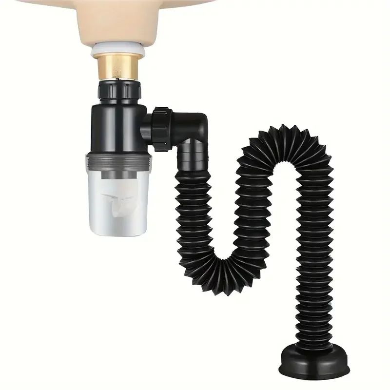 Universal EasyFit PTrap For Kitchen Sink LeakProof Expandable Drain Pipe Set Durable Plastic AntiCl 0