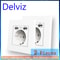 Dual USB Charging Outlet 16A Wall Socket Power Jack With 2A USB Port White PC Panel Electrical Wall 0