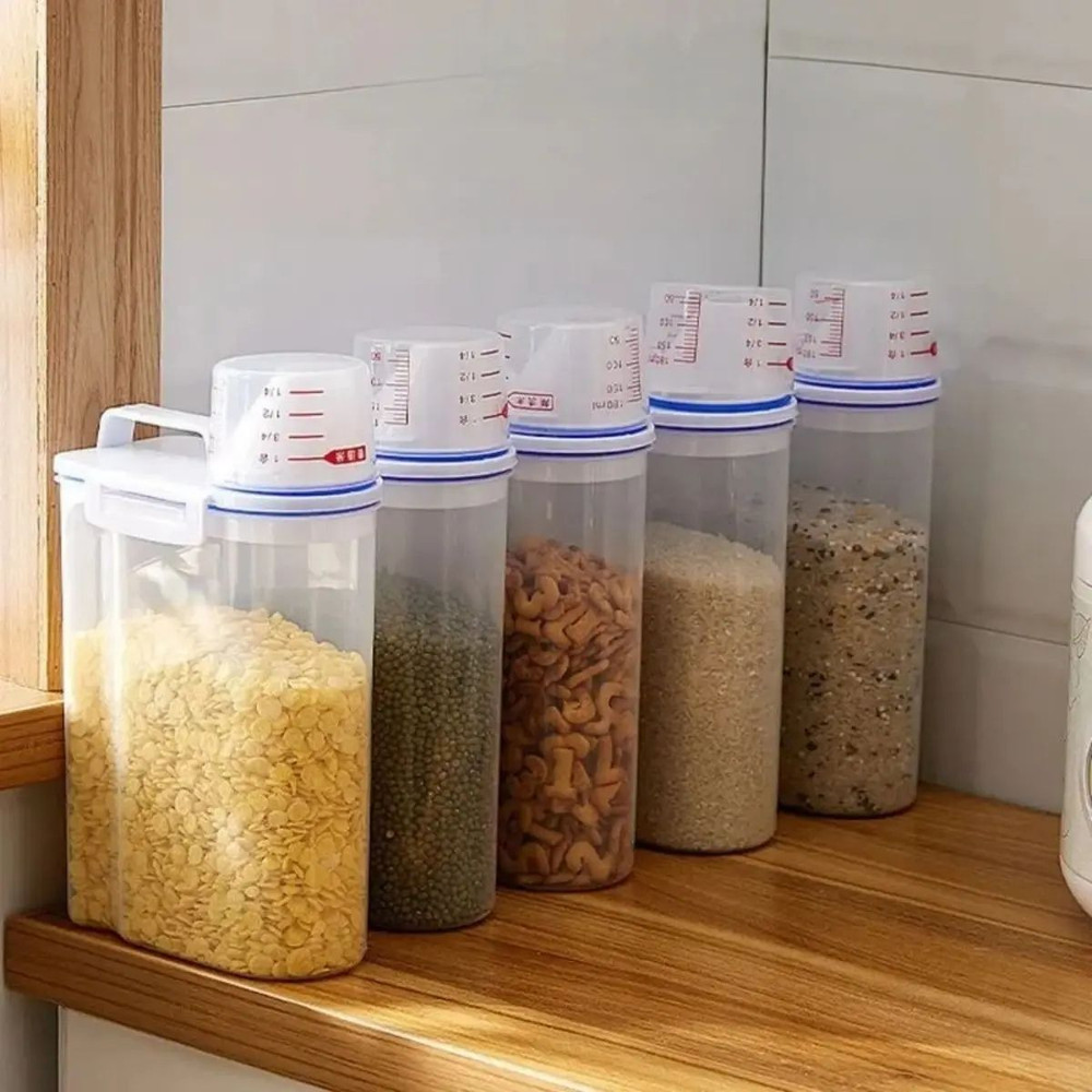 Rice And Grains Food Storage Canister With Measuring Cup Kitchen MoistureProof InsectProof  DustPro 2