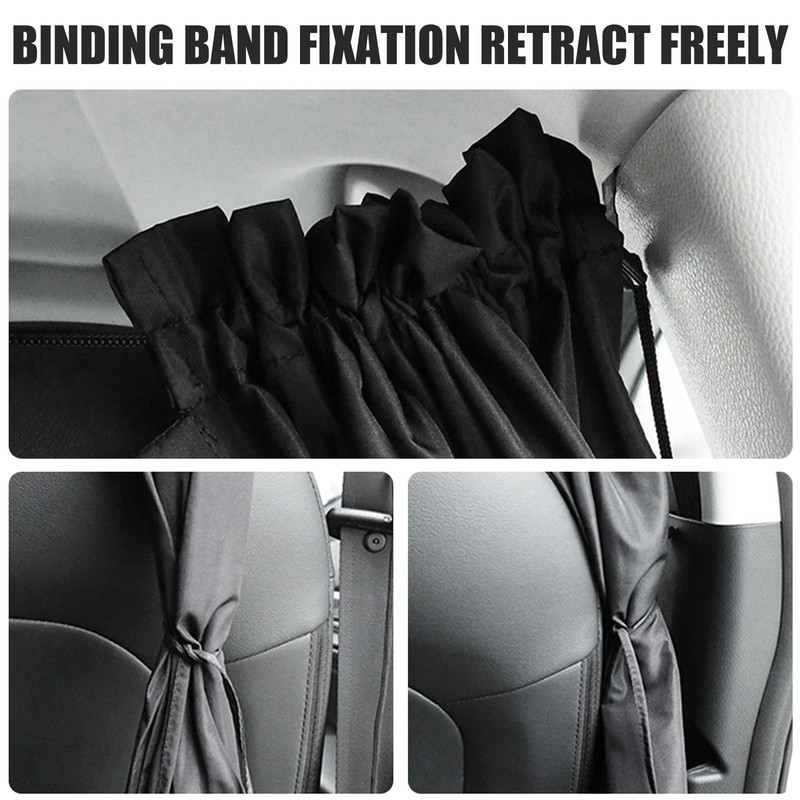 Universal Car Privacy Curtains Rear Seat Divider  Side Window Sun Shades For SUVs  Sedans 2