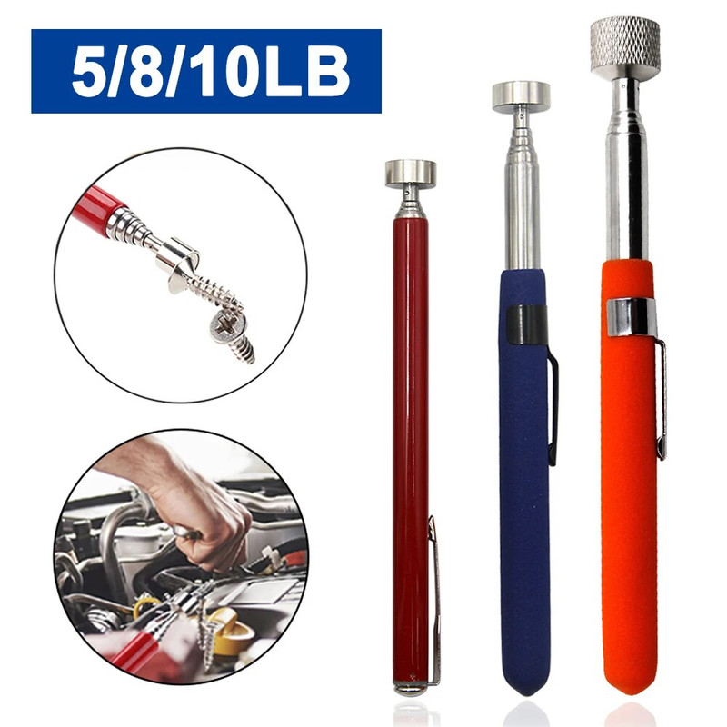 Magnetic Pickup Tool Set, Retractable Extractor Rods (5lb/8lb/10lb),Pen Clip Design for Automotive & DIY Repairs