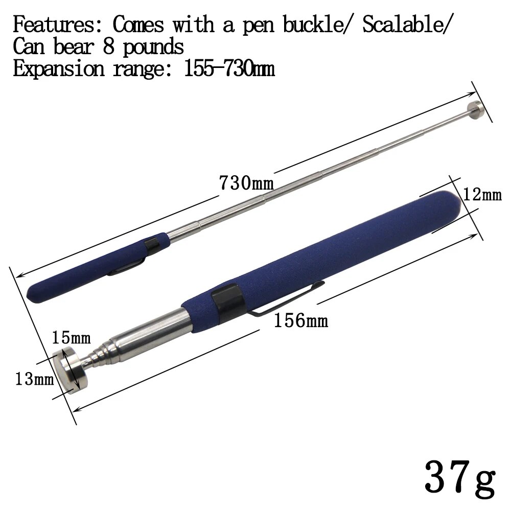 Magnetic Pickup Tool Set, Retractable Extractor Rods (5lb/8lb/10lb),Pen Clip Design for Automotive & DIY Repairs