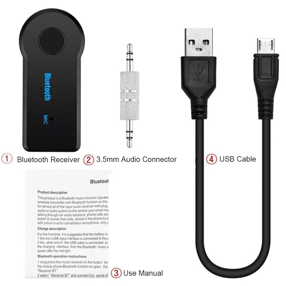 Aux Car Bluetooth Receiver With AUX Jack Wireless Audio Adapter For Music Streaming HandsFree Calls 2
