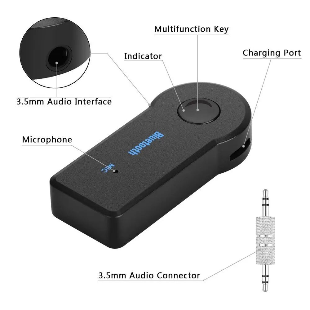 Aux Car Bluetooth Receiver With AUX Jack Wireless Audio Adapter For Music Streaming HandsFree Calls 5
