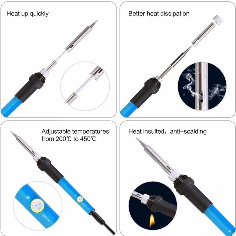 Electric Soldering Iron With Adjustable Temperature Rework Welding Station Heat Pen Tips Kit For DI 4