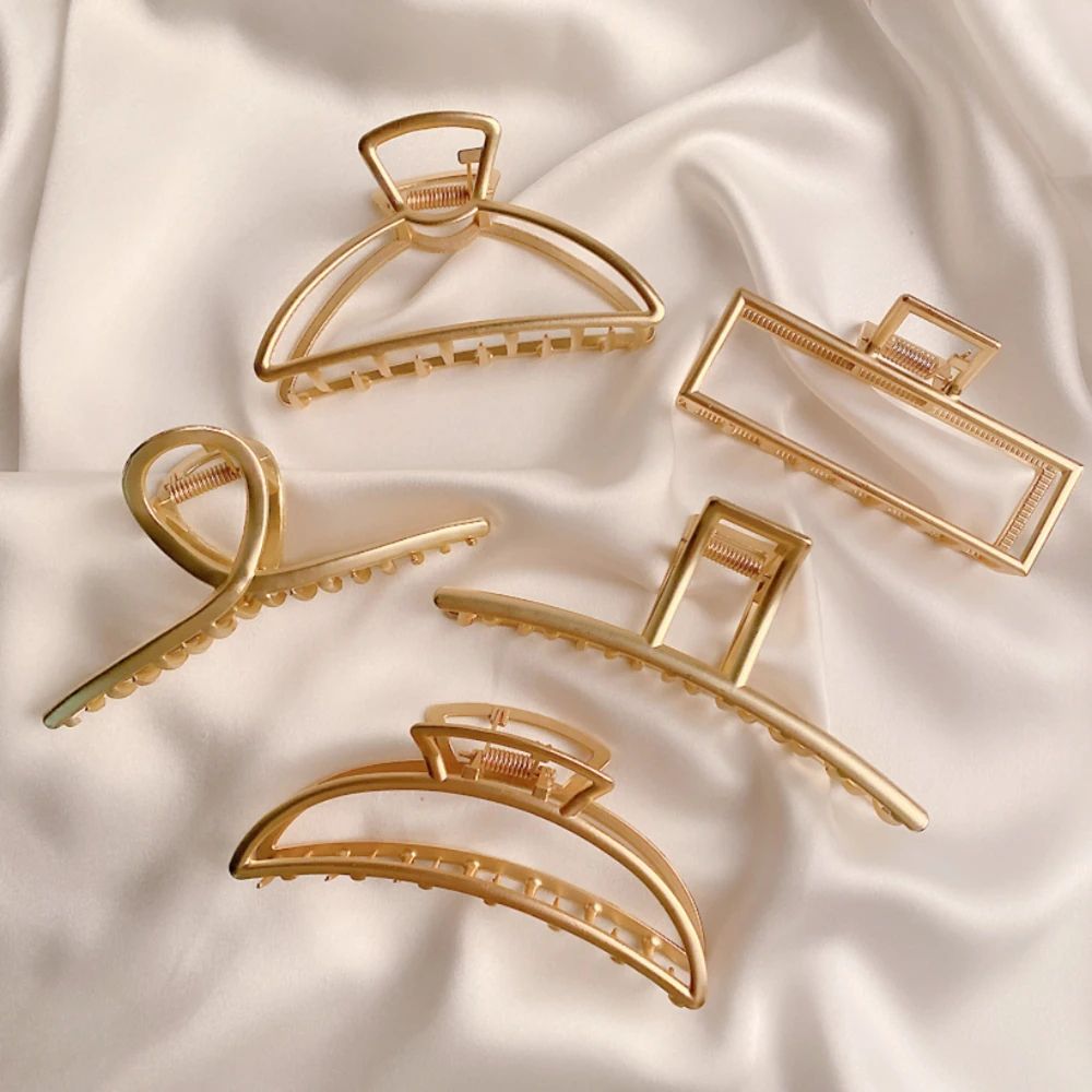 Gold Color Hollow Geometric Hair Clips For Women Metal Hair Claw Cross Hairclip Headband Hairpin Cr 1