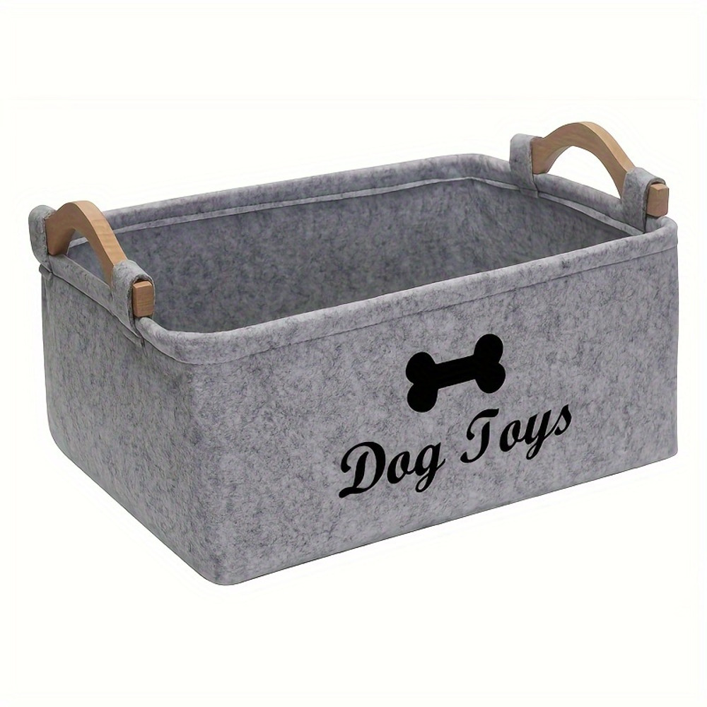 Felt Pet Toy Storage Box Dog Toy Organizer Basket For Toys Blankets  Leashes Durable  Stylish Home  2